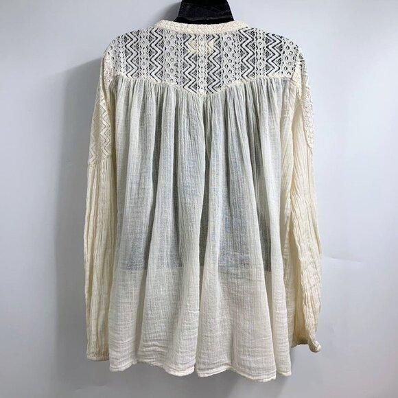 Denim & Supply Ralph Lauren Women' s Boho Ruched Relaxed Chiffon Blouse Size L - Picture 2 of 10